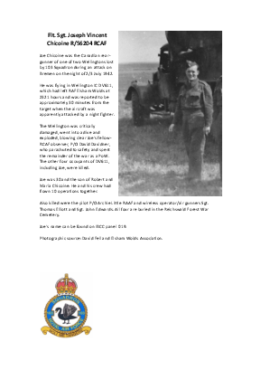 A preview of a PDF biography for Chicoine, Joseph Vincent
